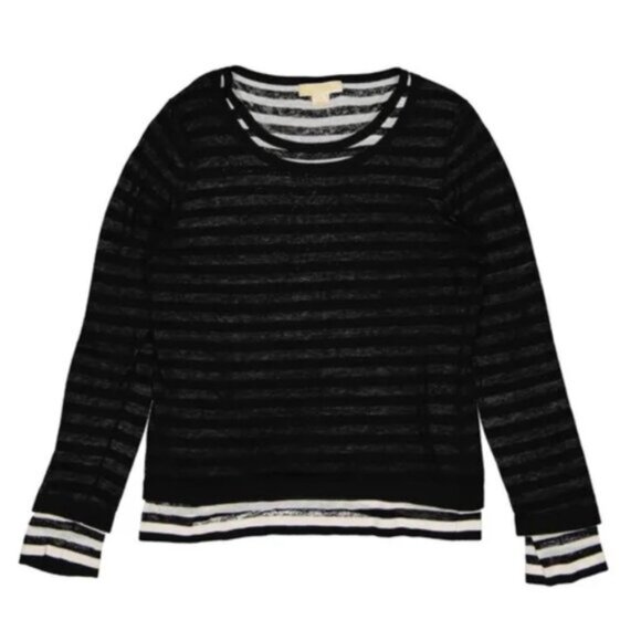 Michael Kors NEW Striped Sweater Layered Crew Soft Cotton Lightweight Preppy L - Picture 4 of 12